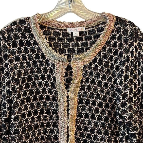 Roz & Ali Women's M Open Front Cardigan with Metallic Threading - Picture 2 of 10